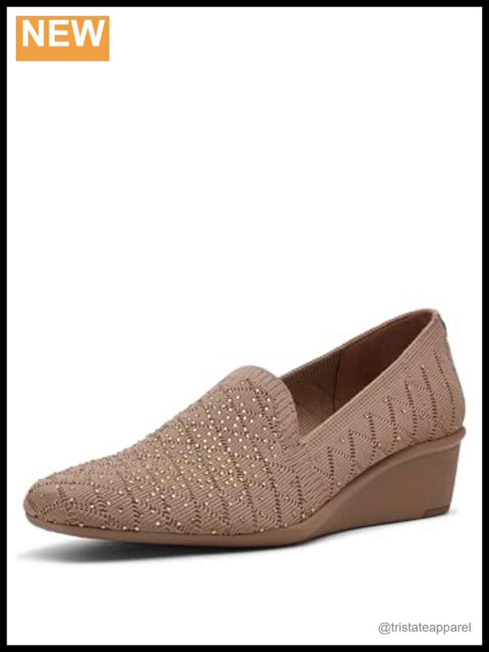 Anne Klein Wendell-c Slip-On PU Wedge Pump Crystal Almond Toe